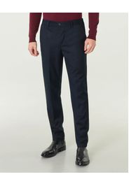 Pantaloni chino blu in tessuto effetto sallia di misto viscosa con elastico inserito nel retro