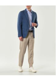 Blazer Paul Baker blu indaco in cotone stretch con impunture a vista