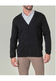 Cardigan Pellizzari nero in pura lana merino con chiusura a bottoni