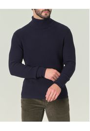 Dolcevita Pellizzari blu in puro cotone lavorato a coste inglesi