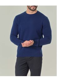 Maglia girocollo color indaco in misto lana e cachemire finezza 7