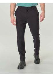 Pantaloni color lavagna in tela di pura lana con elastico inserito sul retro