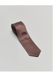 Cravatta blu e coccio in fantasia micro cerchietti di pura seta