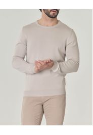 Maglia girocollo beige Pellizzari in puro cotone made in Italy