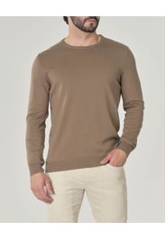 Maglia girocollo cammello Pellizzari in puro cotone made in Italy