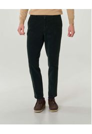Pantalone chino verde scuro in velluto millerighe di cotone stretch