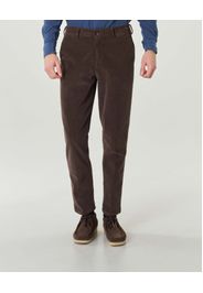 Pantalone chino marrone in velluto millerighe di cotone stretch