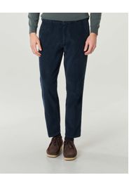 Pantalone chino blu in velluto costa roccia di puro cotone