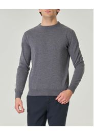 Maglia girocollo Pellizzari grigio antracite in misto lana e cachemire finezza 12