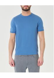 Maglioncino mezza manica Pellizzari celeste in crêpe di puro cotone