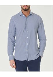 Camicia bianca a pois blu in tessuto tecnico hyper comfort