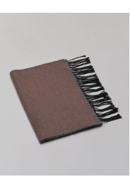 Sciarpa Pellizzari color noce in tessuto micro armatura con frange