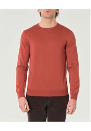 Maglia girocollo Pellizzari color aragosta in pura lana merino