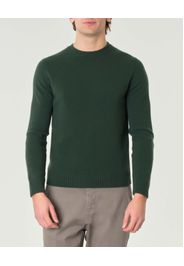 Maglia girocollo Pellizzari verde bosco in misto lana e cachemire finezza 7