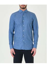 Camicia chambray blu indaco in tessuto tecnico hyper comfort