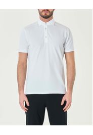 Polo Pellizzari bianca mezza manica in tessuto tecnico hyper comfort effetto seersucker