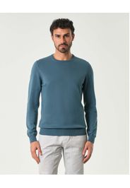 Maglia girocollo ottanio in puro cotone made in Italy