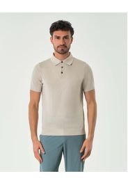 Polo Pellizzari mezza manica beige in crêpe di puro cotone