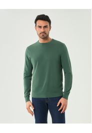 Maglioncino verde salvia girocollo Pellizzari in crêpe di puro cotone