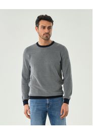 Maglia girocollo Pellizzari in puro cotone mirco armatura bicolore blu e bianca