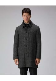 Cappotto Fionnghal Peuterey antracite in panno di lana check con pettorina staccabile