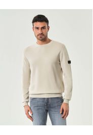 Maglia Peuterey panna girocollo in puro cotone punto pepe