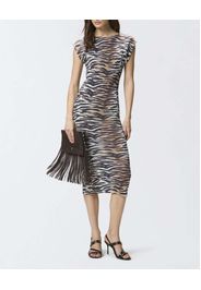 Abito aderente midi Pinko con stampa animalier e maniche ad aletta