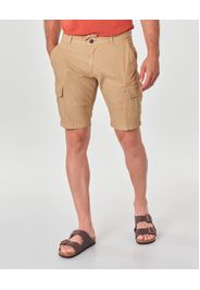 Bermuda tasconato beige in ripstop di cotone stretch