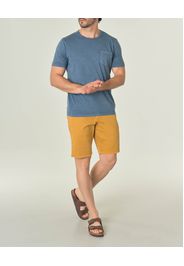 T-shirt avio mezza manica in cotone fiammato con taschino applicato sul petto