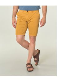 Bermuda chino color ocra in gabardina di cotone stretch
