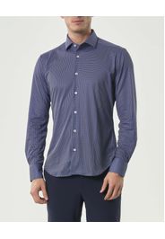 Camicia Re-Do It blu in tessuto tecnico stretch micro rombetto