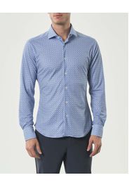 Camicia Re-Do It azzurra in tessuto tecnico stretch a fantasia geometrica