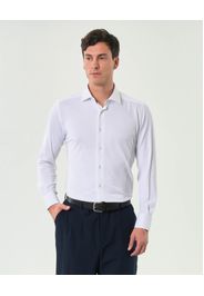 Camicia bianca in tessuto tecnico stretch micro fantasia