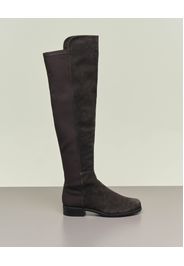 Stivali sopra il ginocchio in suede color grigio antracite con fascia elasticizzato sul retro