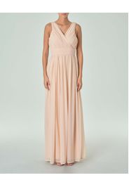 Abito lungo rosa pesca senza maniche in georgette con scollo a V incrociato