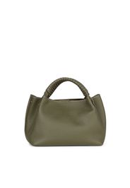 Bauletto verde muschio Visonà in pelle martellata con manico intrecciato