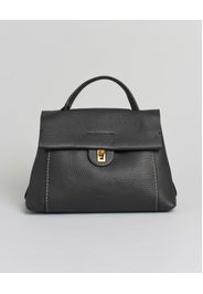 Postina Visonà nera misura media in pelle martellata con chiusura a girello e tracolla più lunga