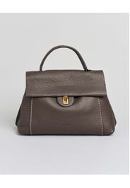 Postina Visonà color testa di moro misura media in pelle martellata con chiusura a girello e tracolla più lunga