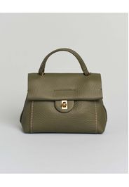 Postina piccola Visonà verde muschio in pelle martellata con chiusura a girello e tracolla più lunga