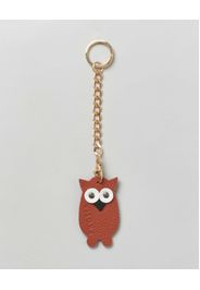 Portachiavi Visonà gufetto in pelle arancione con catena e anello dorati
