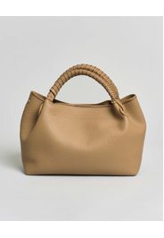 Borsa a spalla Mia Visonà in pelle martellata color cuoio con manico intrecciato