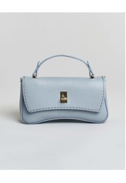 Mini Bag Visonà a baguette in pelle martellata azzurra con tracolla removibile