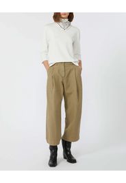 Pantaloni barrel leg color khaki Weekend Max Mara in cotone con pinces in vita