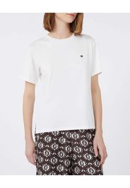 T-shirt bianca in cotone Weekend Max Mara a maniche corte con micrologo a contrasto
