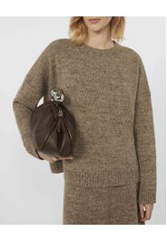 Maglia girocollo color noce melange Weekend Max Mara in pura lana