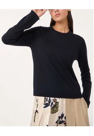 Maglia blu Weekend Max Mara in lana e sata con scollo a giro