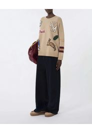 Pantaloni palazzo blu Weekend Max Mara in velluto di puro cotone 350 righe