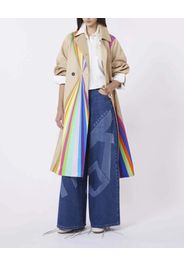 Trench Weekend Max Mara beige in cotone antigoccia con stampa arcobaleno