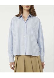 Camicia oversize a righe azzurre e blu Weekend Max Mara in popeline di cotone con taschino applicato sul petto