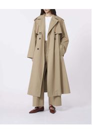 Pantaloni beige Weekend Max Mara wide wide leg dal taglio cropped in gabardina di cotone